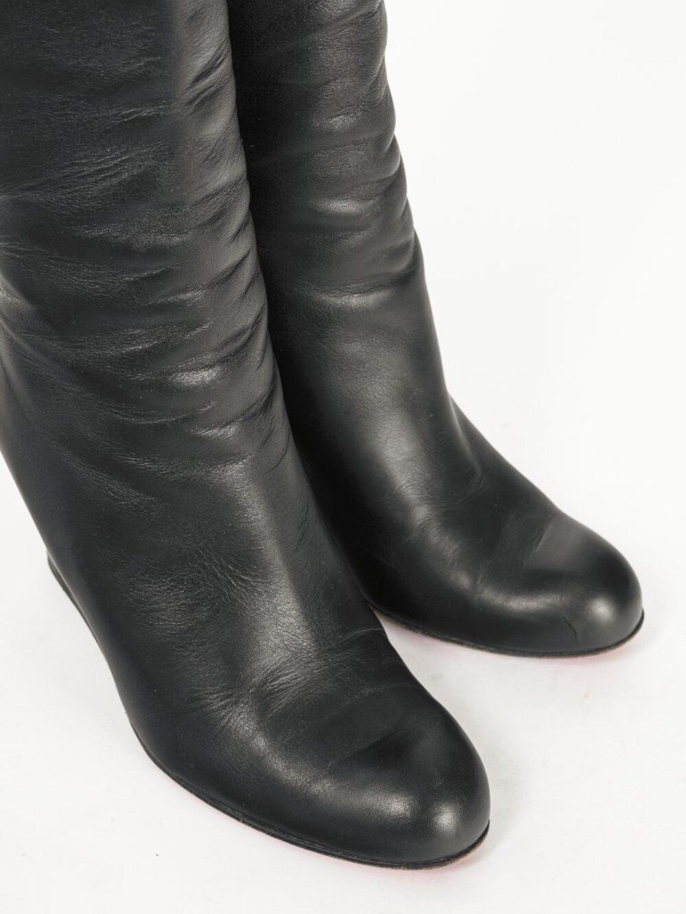 Christian Louboutin Zepita Black Leather Knee-High Wedge Boots - Picture 6 of 10